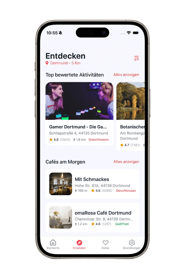 DateVibe Screen: Entdecken